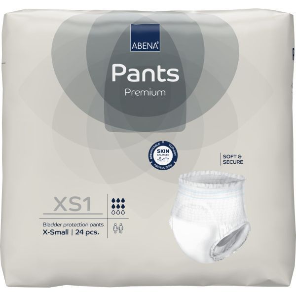 Image of Abena Pants Premium Extra Small 1 Grey 1400ml 45-70cm Pk24 by Abena