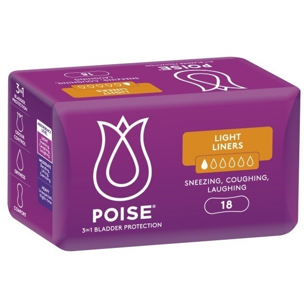 Image of Poise Light Liners 25ml Pk18 by Poise