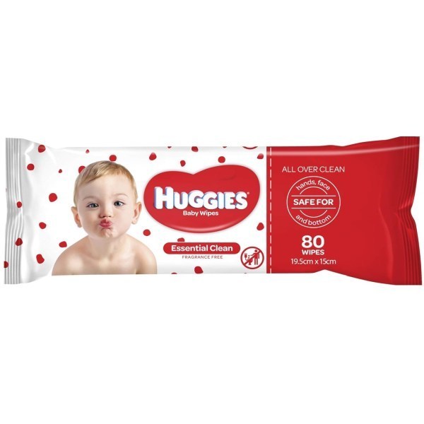 Huggies Baby Wipes Essentials Fragrance Free Pack 80 - Image 2