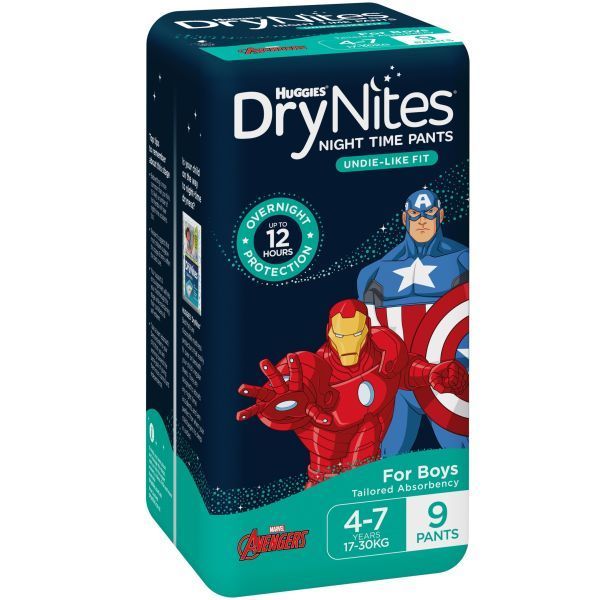 Image of Huggies DryNites Pyjama Pants Size 4 Boys 17-30kg Pk9 by Huggies