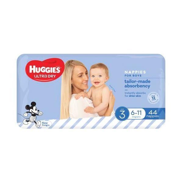Image of Huggies Ultra-Dry Nappies Crawler Boys Size 3 6-11Kg Pack 44 by Huggies