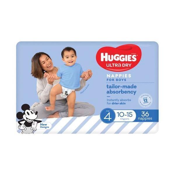 Image of Huggies Ultra-Dry Nappies Toddler Boys 10-15Kg Pack 36 by Huggies