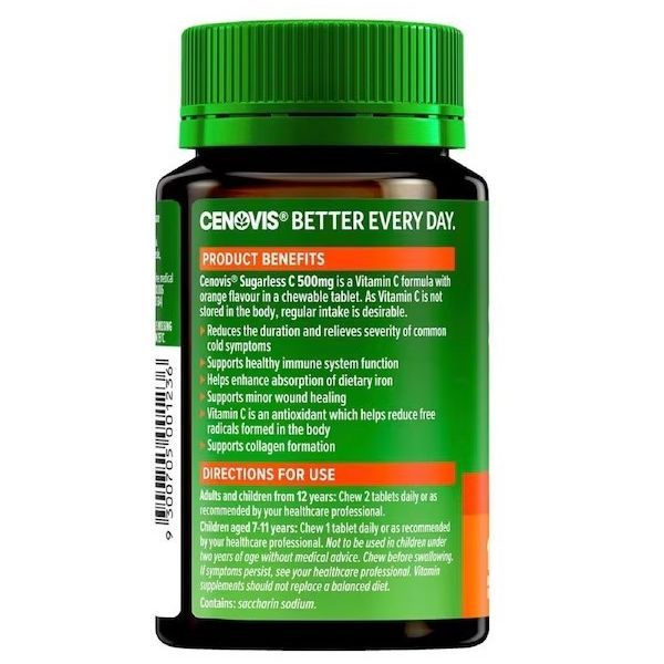 Cenovis Vitamin C 500mg SugarLess Orange 100Tbs - Image 2