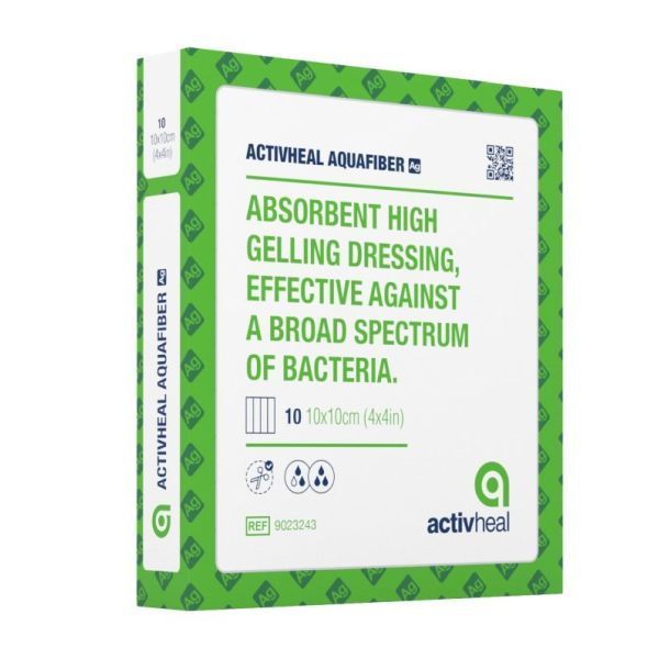 ActivHeal Aquafiber Ag Gel Fiber Ag+ Sheet 10x10cm - ActivHeal product image for SEO optimization