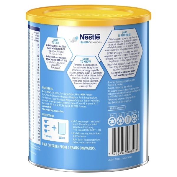 Sustagen Powder Hospital Formula Caramel 840g Can - Image 3