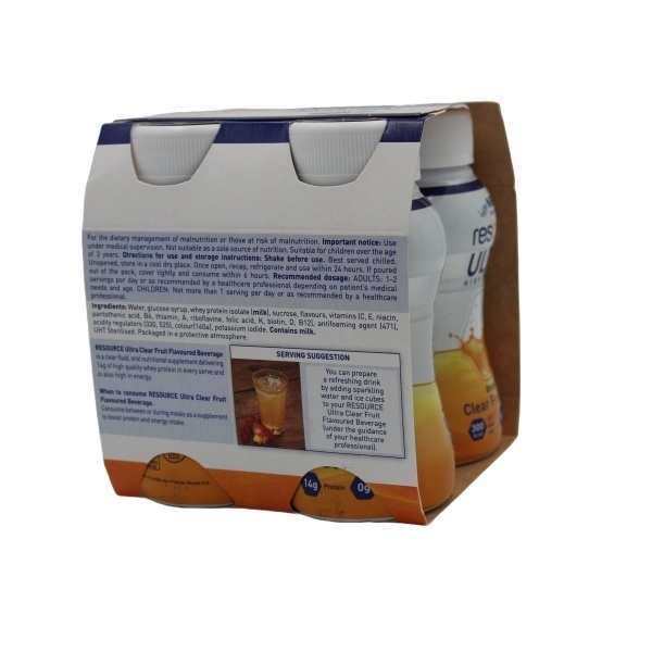 Resource Ultra Clear Fruit Beverage Orange 200ml Bottle Pack 4 - Image 4