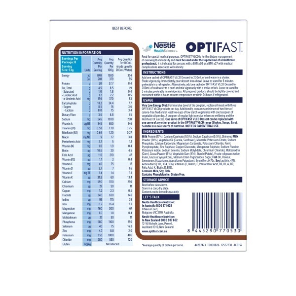 Optifast Very Low Calorie Diet Dessert Chocolate 53g Pk8 - Image 3