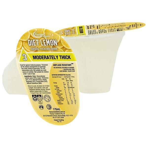 Flavour Creations Diet Lemon Cordial Drink 175mL Level 3 Moderately Thick - Flavour Creations product image for SEO optimi...