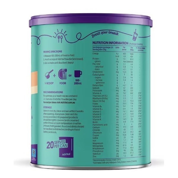 AdVital Nutritionally Complete Vanilla Powder 500g - Image 2