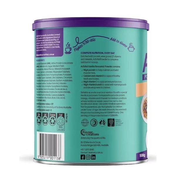 AdVital Nutritionally Complete Vanilla Powder 500g - Image 3