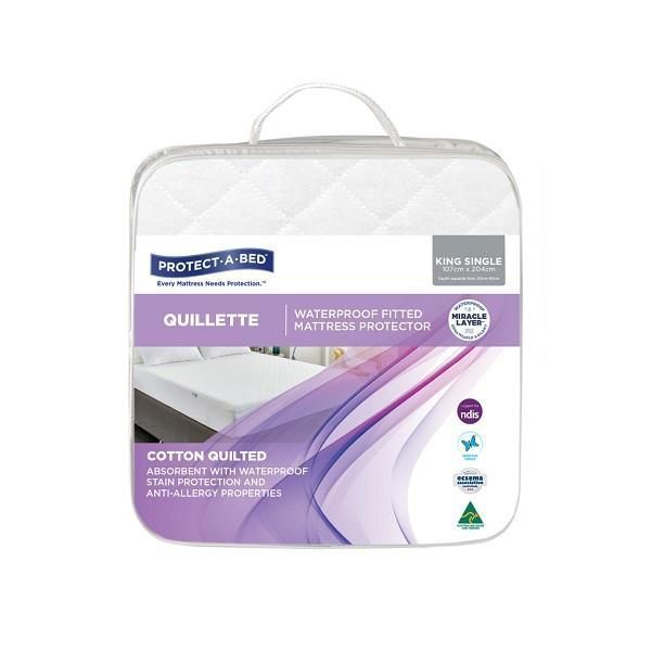 Image of Cotton Quilted Fitted Mattress Protector Waterproof 900ml King Single by Protect-A-Bed