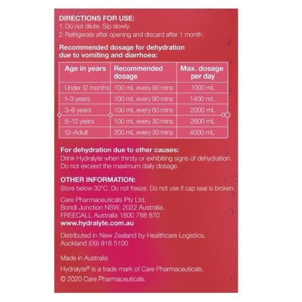 Hydralyte Strawberry And Kiwi Fruit 250ml Pack 4 - Image 3