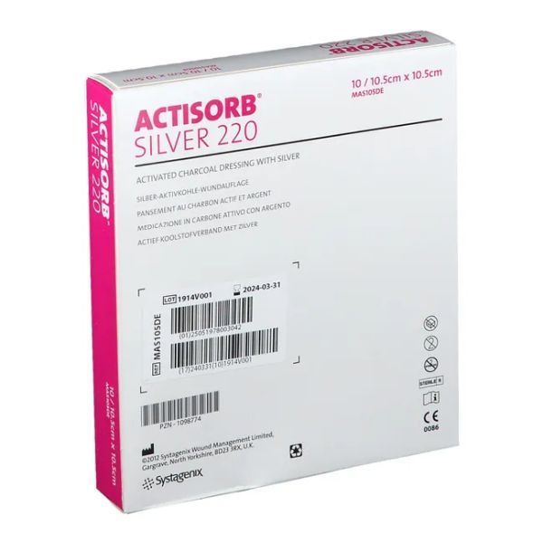 Actisorb+25 Silver Charcoal Dressing 10.5x10.5cm - Image 3