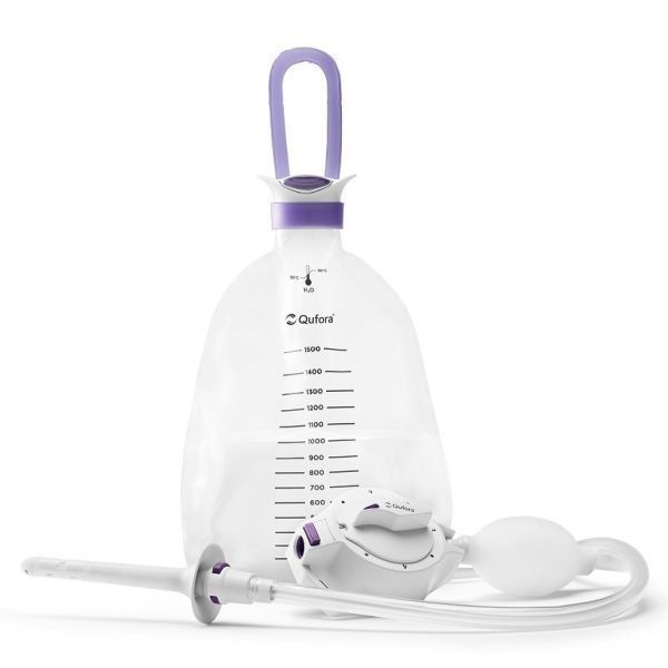 Image of Qufora IrriSedo Klick Base Set With Toilet Bag And 15 balloon catheters by Qufora