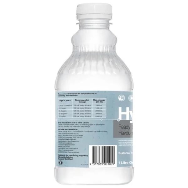 Hydralyte Solutions Colour Free Lemonade Flavoured 1L - Image 3