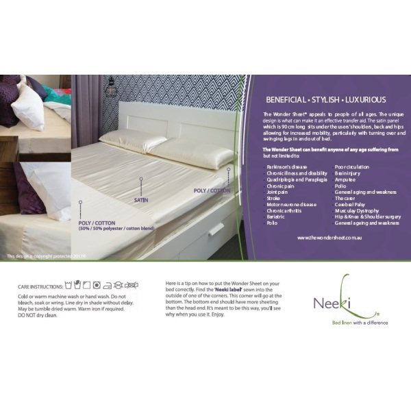 Wondersheet Long Single Fitted Sheet 91cm x 203cm Cream 25cm Depth - Image 2