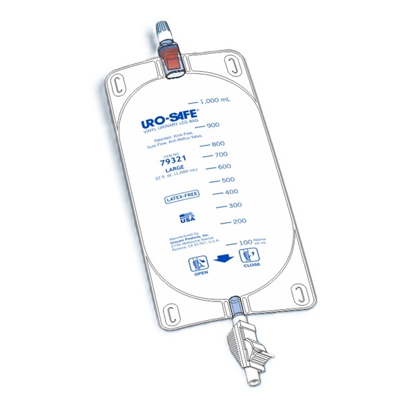 Urosafe Vinyl Leg Bag with Clamp 1000ml Non-Sterile