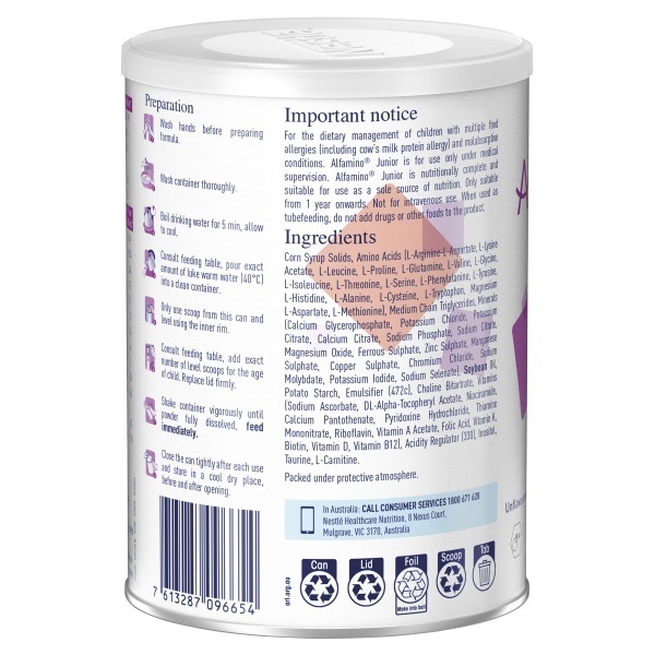 Alfamino Powder Junior 400g Can 1+years - Image 2