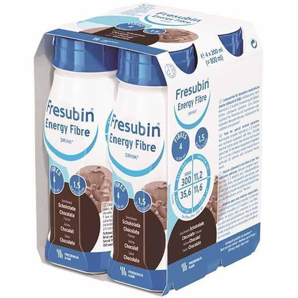 Fresubin Energy Fibre Drink Chocolate 200mL Easybottle Pack 4 - Fresubin product image for SEO optimization
