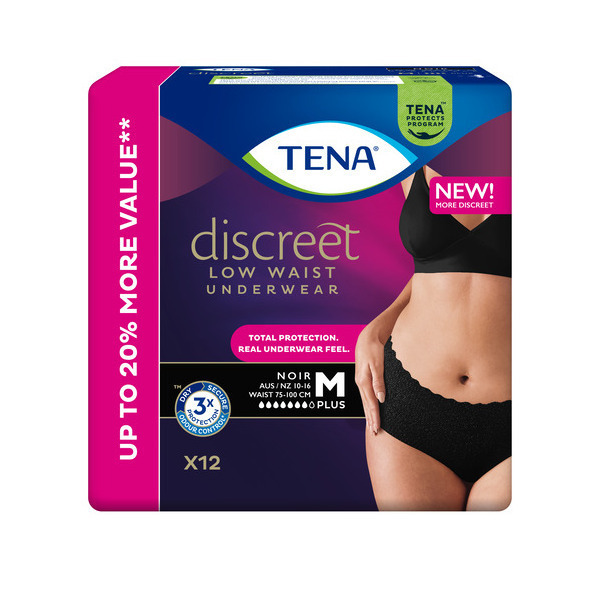 Tena Discreet Pants Womens Medium Black 880ml Pk12