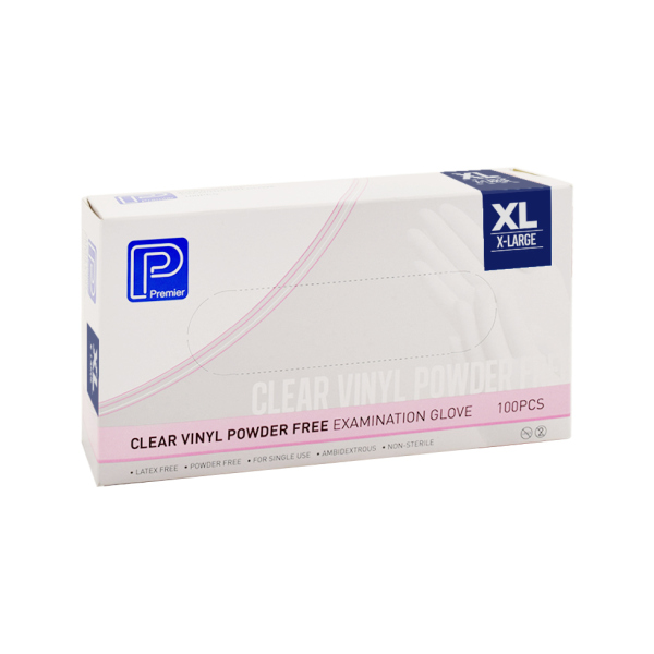 Premier Glove Examination Vinyl Powder Free Clear X-Large Box 100