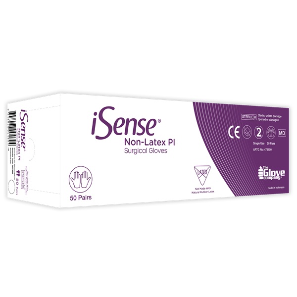 iSense Polysoprene PI Sterile Surgical Gloves Size 7.5 Box 50