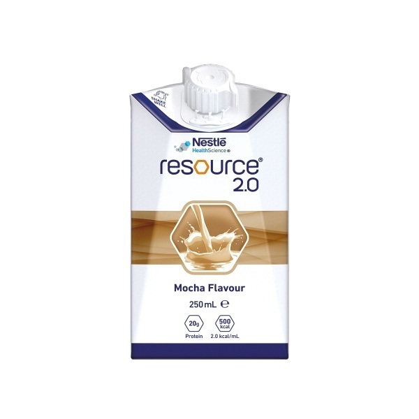 Resource 2.0 mocha nutritional supplement 250ml. SEO optimised product photo.