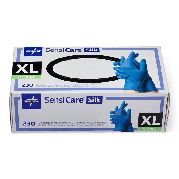 Sensicare Silk PF Nitrile Blue Gloves Extra Large Box 230 - Image 3