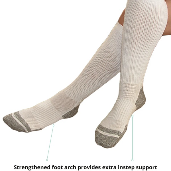 TXG Diabetic Compression Socks Sensitive Foot Extra Large 15-20mmHg White - Image 2