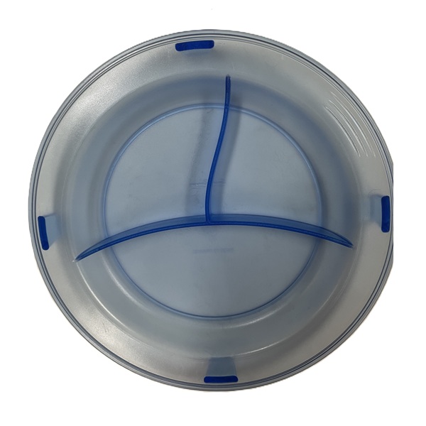 Non-slip Plate 3 Compartments 23.5cm Blue