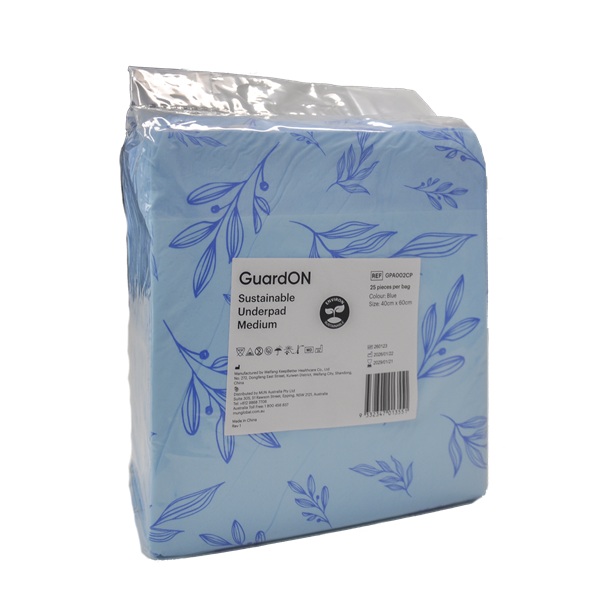 GuardOn Sustainable Underpad Blue Medium 40 x 60cm Pack 25