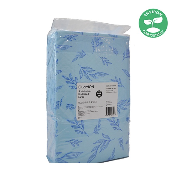 GuardOn Sustainable Underpad Blue Large 60 x 90cm Pack 16