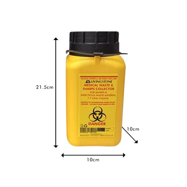 Sharps Disposal Safe 1.7 Litre Square Yellow - Livingstone product image for SEO optimization
