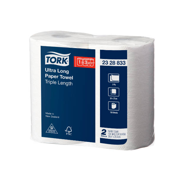 Tork Ultra Long Paper Towel Triple Length 2Ply 26 x 20.4cm Pack 2