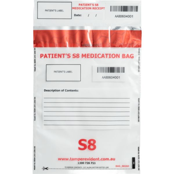 Patient Medication Bag A5 260 x 190mm Schedule 8 Pack 50
