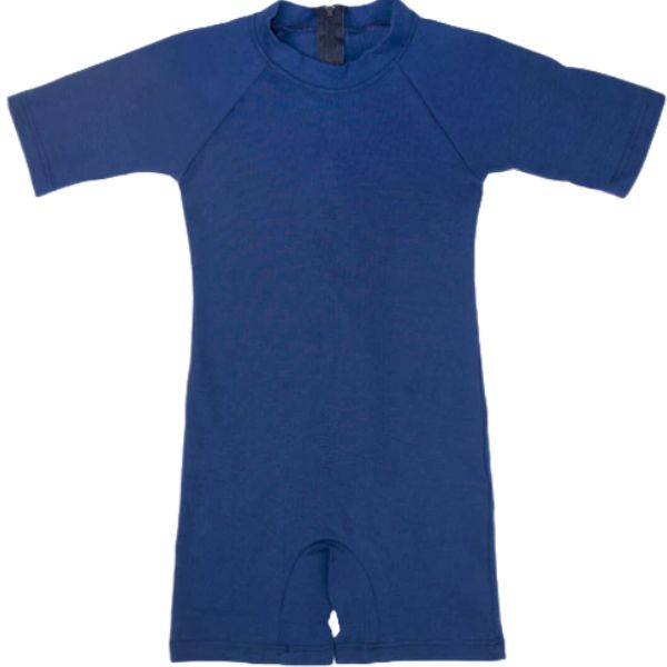 image of a blue short sleave onesie